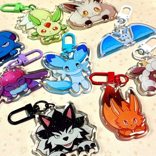 Palworld Fanart: Glitter Epoxy Acrylic Keychain - Chillet Cremis