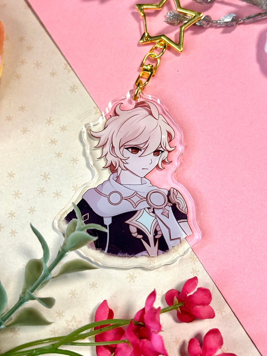 Aether Genshin Impact Keychain: 2.5" Acrylic Charm with Gold Clasp