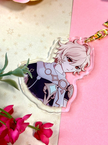 Aether Genshin Impact Keychain: 2.5" Acrylic Charm with Gold Clasp
