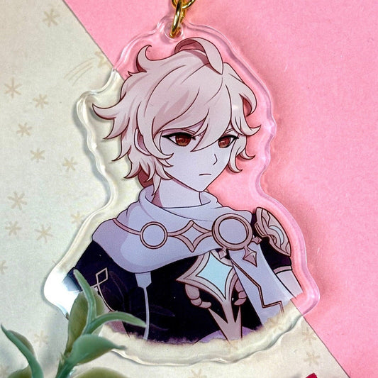 Aether Genshin Impact Keychain: 2.5" Acrylic Charm with Gold Clasp