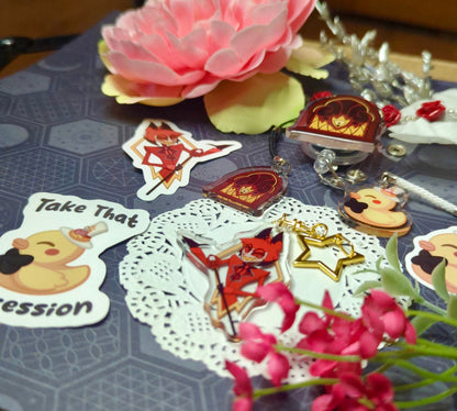 Radio Demon Phone Charm | Alastor 1” Double-Sided Acrylic with Phone Strap