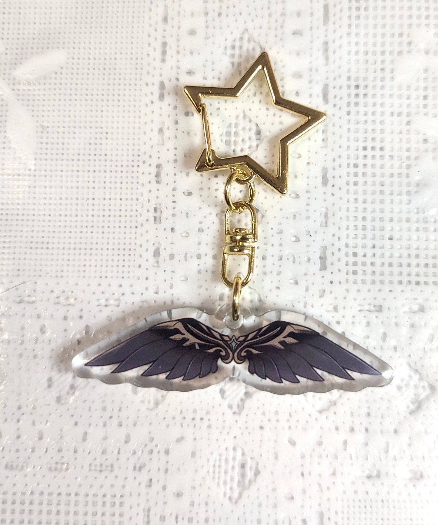 Wind Glider Genshin Impact Keychain: 2" Epoxy Charm with Gold Star Clasp