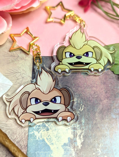 Peeking Shiny Double-sided Fire Dog Fanart Acrylic Keychain | Cute Videogame 2 Inch Charms for Fans