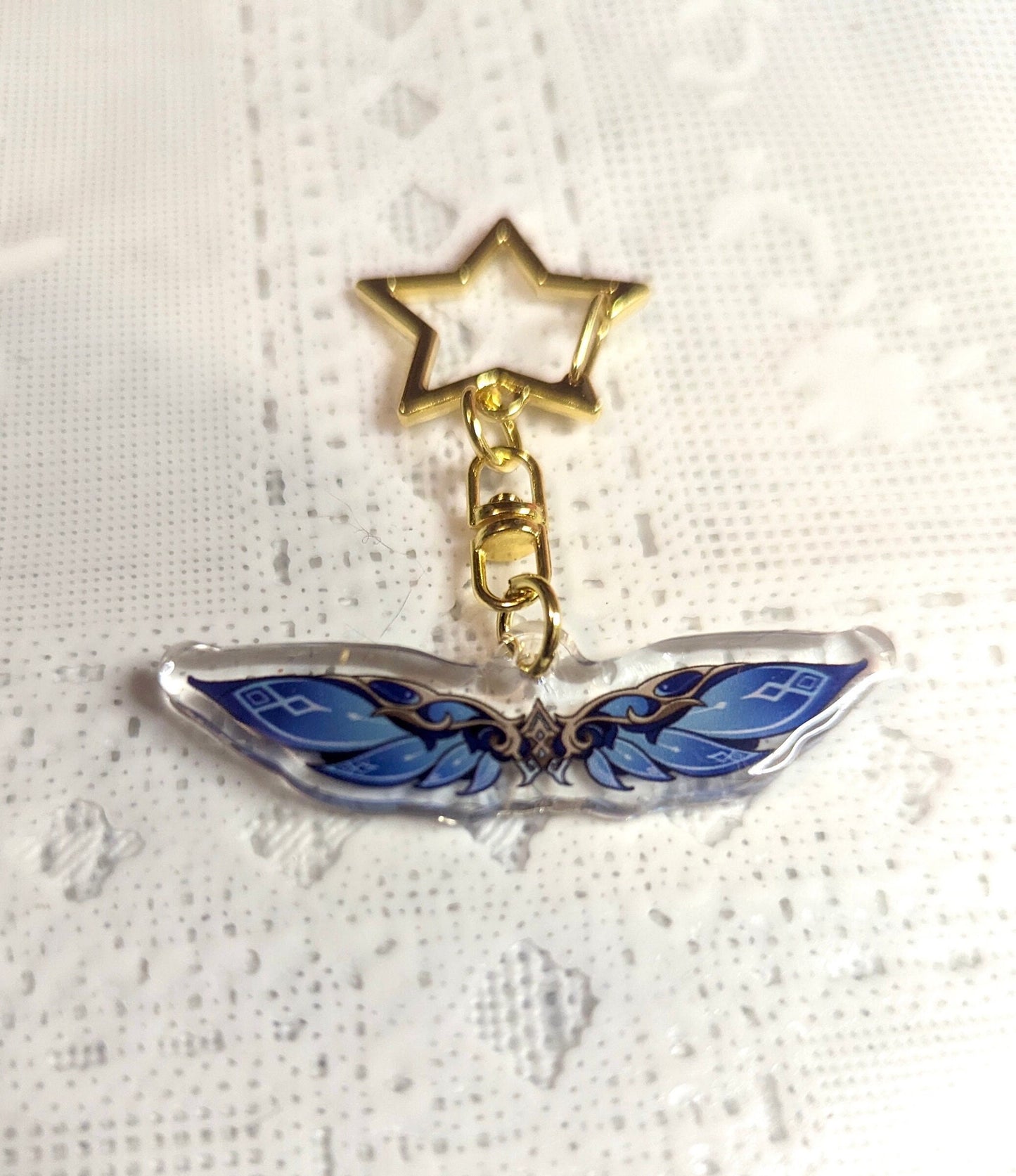 Wind Glider Genshin Impact Keychain: 2" Epoxy Charm with Gold Star Clasp