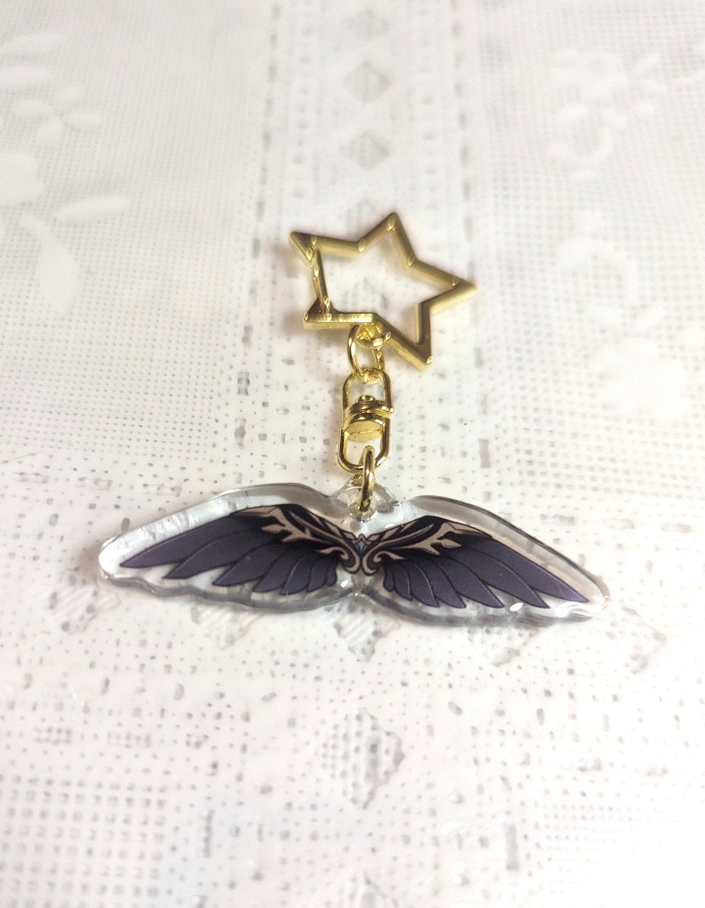 Wind Glider Genshin Impact Keychain: 2" Epoxy Charm with Gold Star Clasp