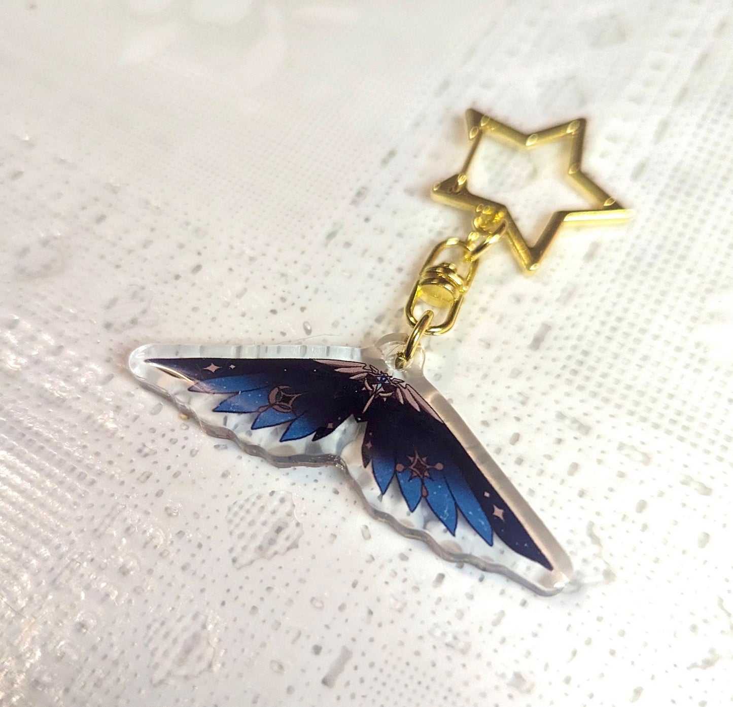 Wind Glider Genshin Impact Keychain: 2" Epoxy Charm with Gold Star Clasp