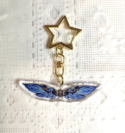 Wind Glider Genshin Impact Keychain: 2" Epoxy Charm with Gold Star Clasp