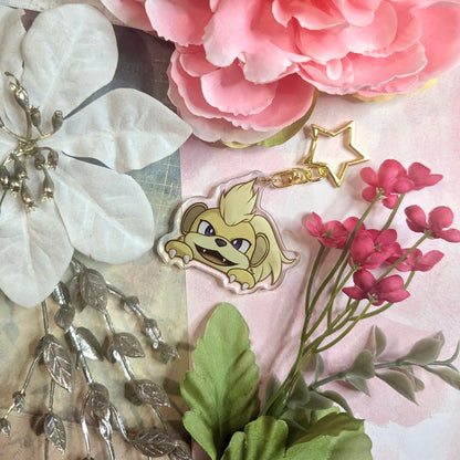 Peeking Shiny Double-sided Fire Dog Fanart Acrylic Keychain | Cute Videogame 2 Inch Charms for Fans