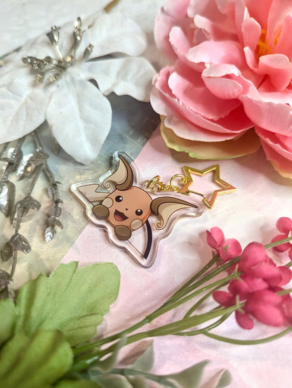 Double-sided Shiny Electric Rat Fanart Keychain | 2” Acrylic Charm