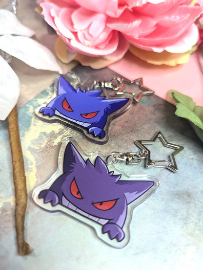 Double-sided Shiny Gengar Fanart 2 Inch Acrylic Keychain Charm