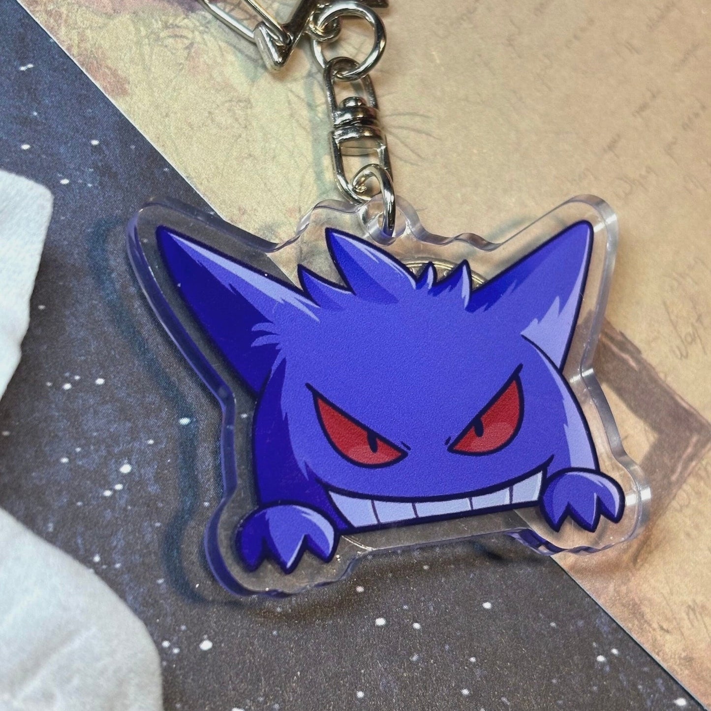 Double-sided Shiny Gengar Fanart 2 Inch Acrylic Keychain Charm