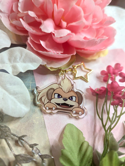 Peeking Shiny Double-sided Fire Dog Fanart Acrylic Keychain | Cute Videogame 2 Inch Charms for Fans