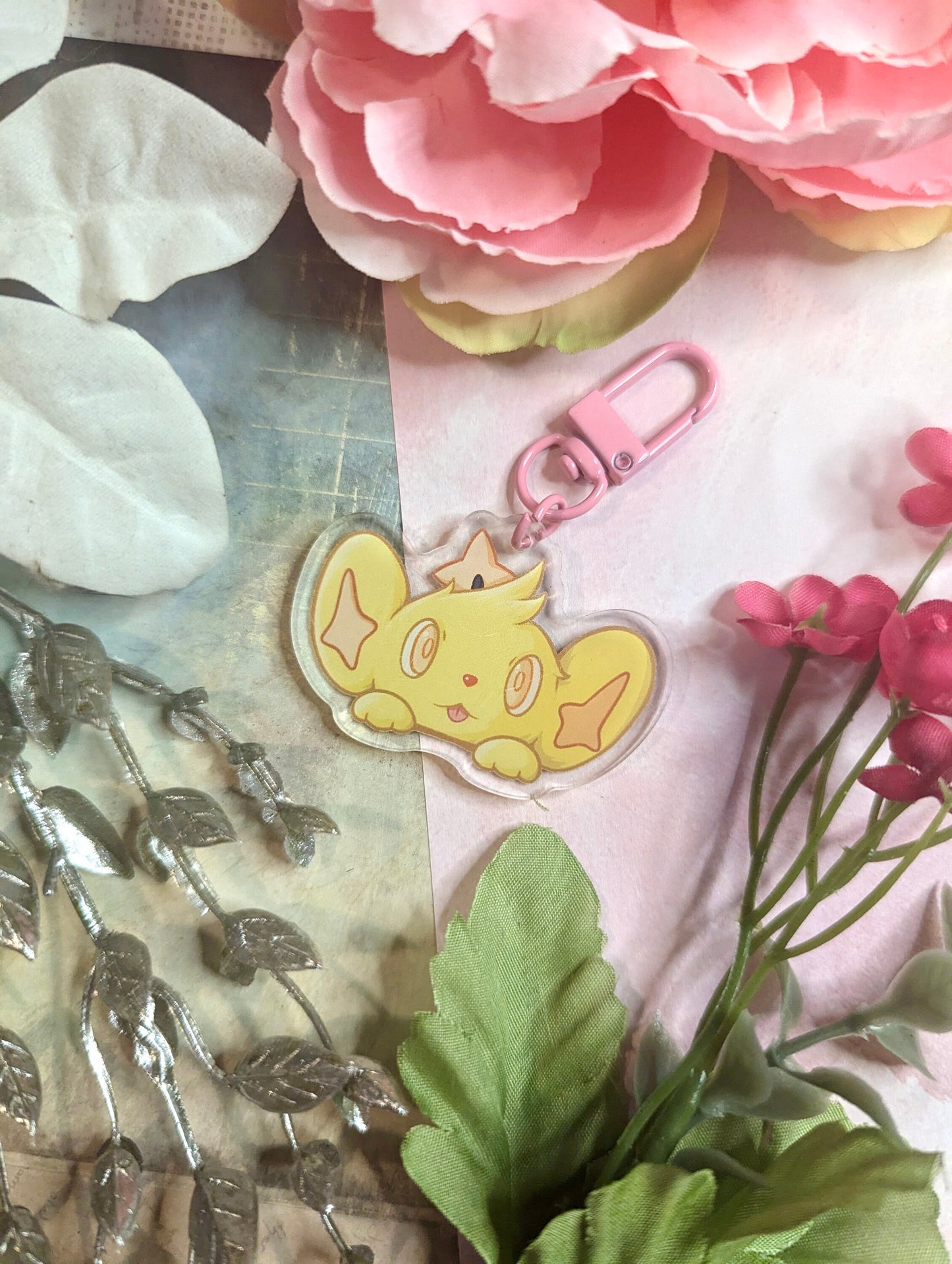 Peeking Charm | 2” Electric Lion Acrylic Keychain | Shiny Video Game Fanart