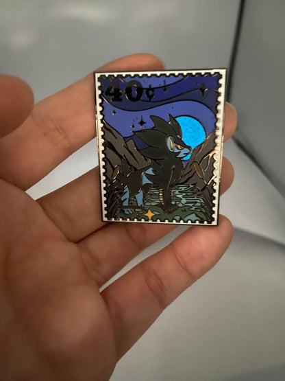 National Park Postage Stamp Hard Enamel Pins - Glow-in-the-dark Dog Mon Fanart