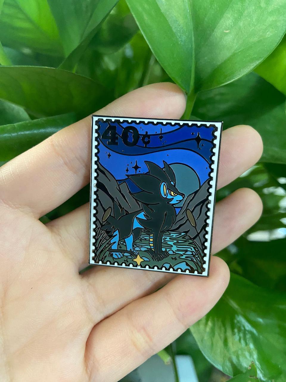 National Park Postage Stamp Hard Enamel Pins - Glow-in-the-dark Dog Mon Fanart