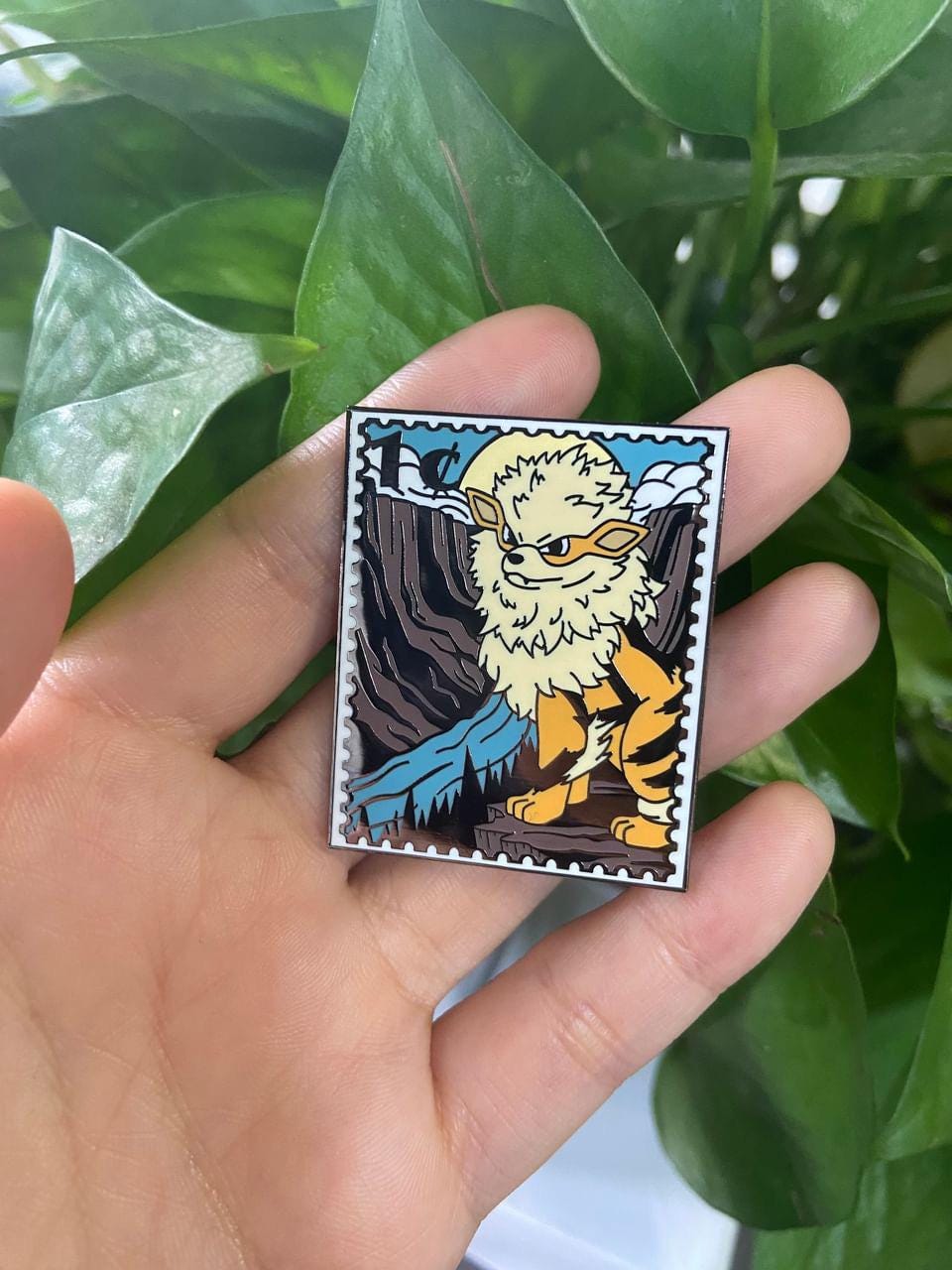 National Park Postage Stamp Hard Enamel Pins - Glow-in-the-dark Dog Mon Fanart