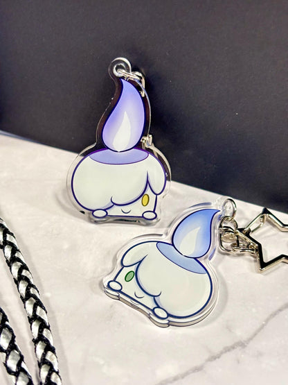 Ghost Candle Fanart Acrylic Keychain: Double-Sided Ghost Charm