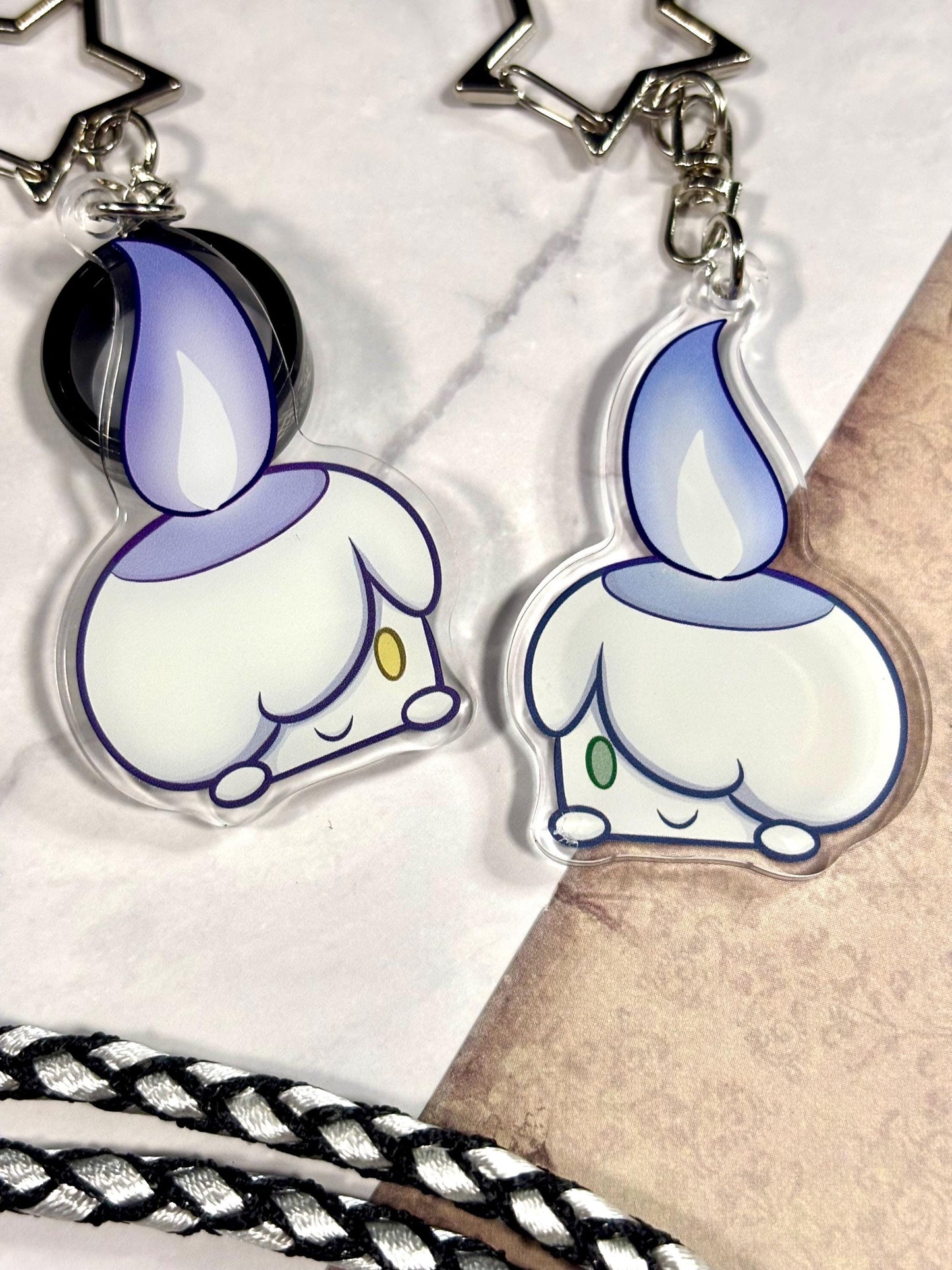 Ghost Candle Fanart Acrylic Keychain: Double-Sided Ghost Charm