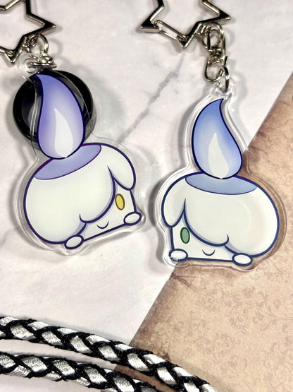 Ghost Candle Fanart Acrylic Keychain: Double-Sided Ghost Charm