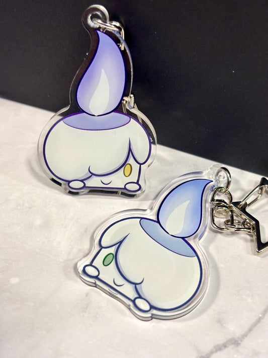 Ghost Candle Fanart Acrylic Keychain: Double-Sided Ghost Charm