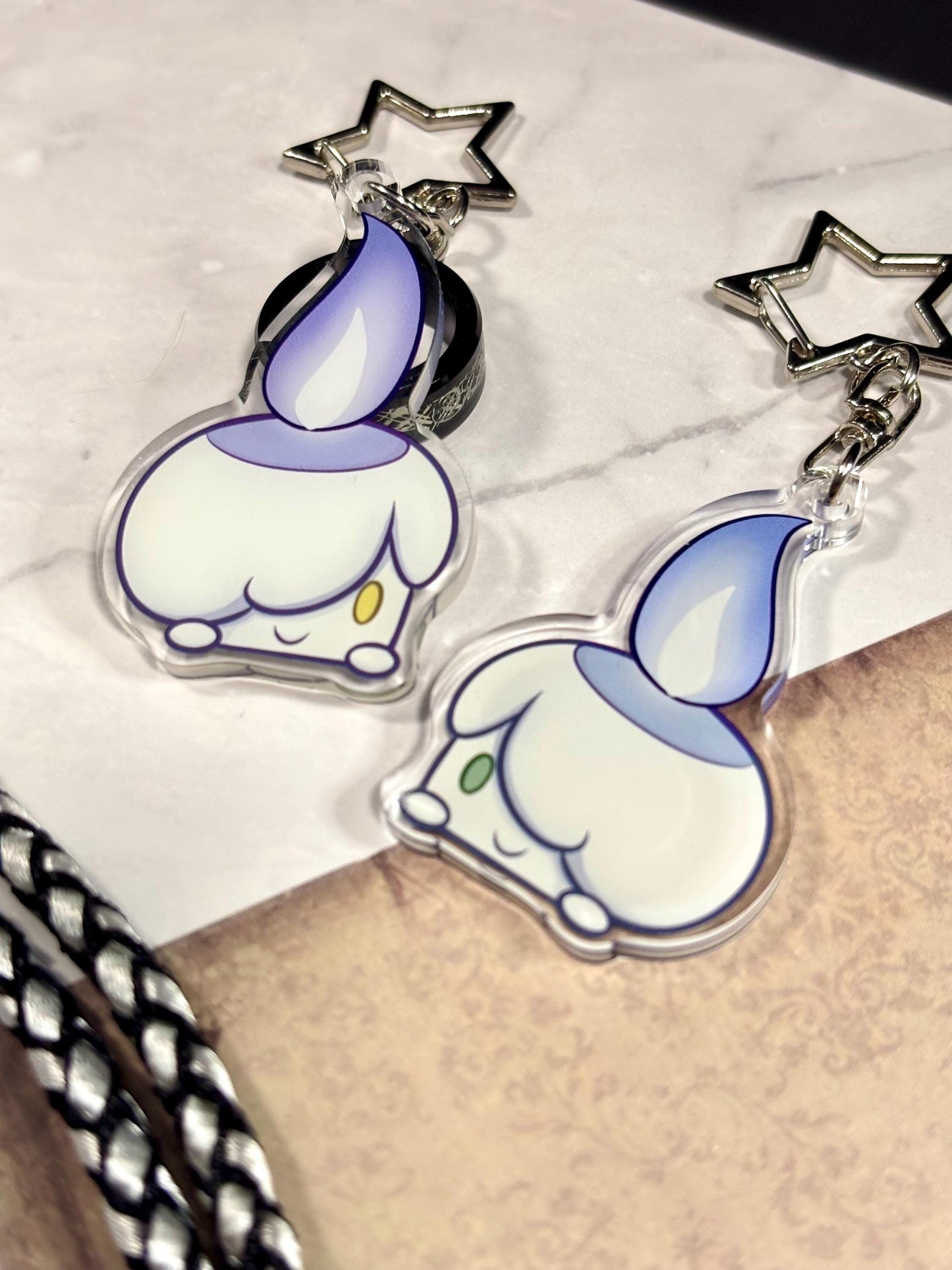 Ghost Candle Fanart Acrylic Keychain: Double-Sided Ghost Charm