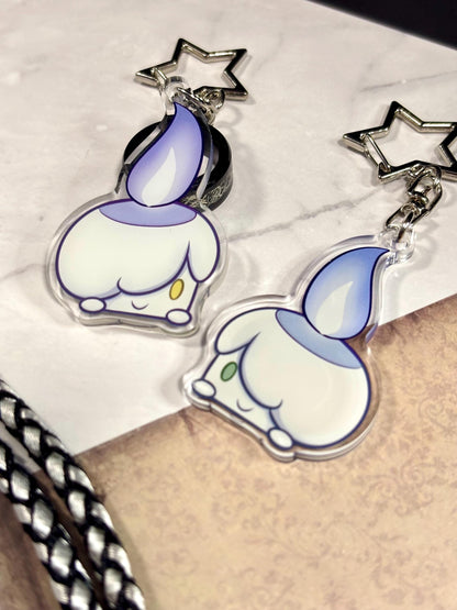 Ghost Candle Fanart Acrylic Keychain: Double-Sided Ghost Charm