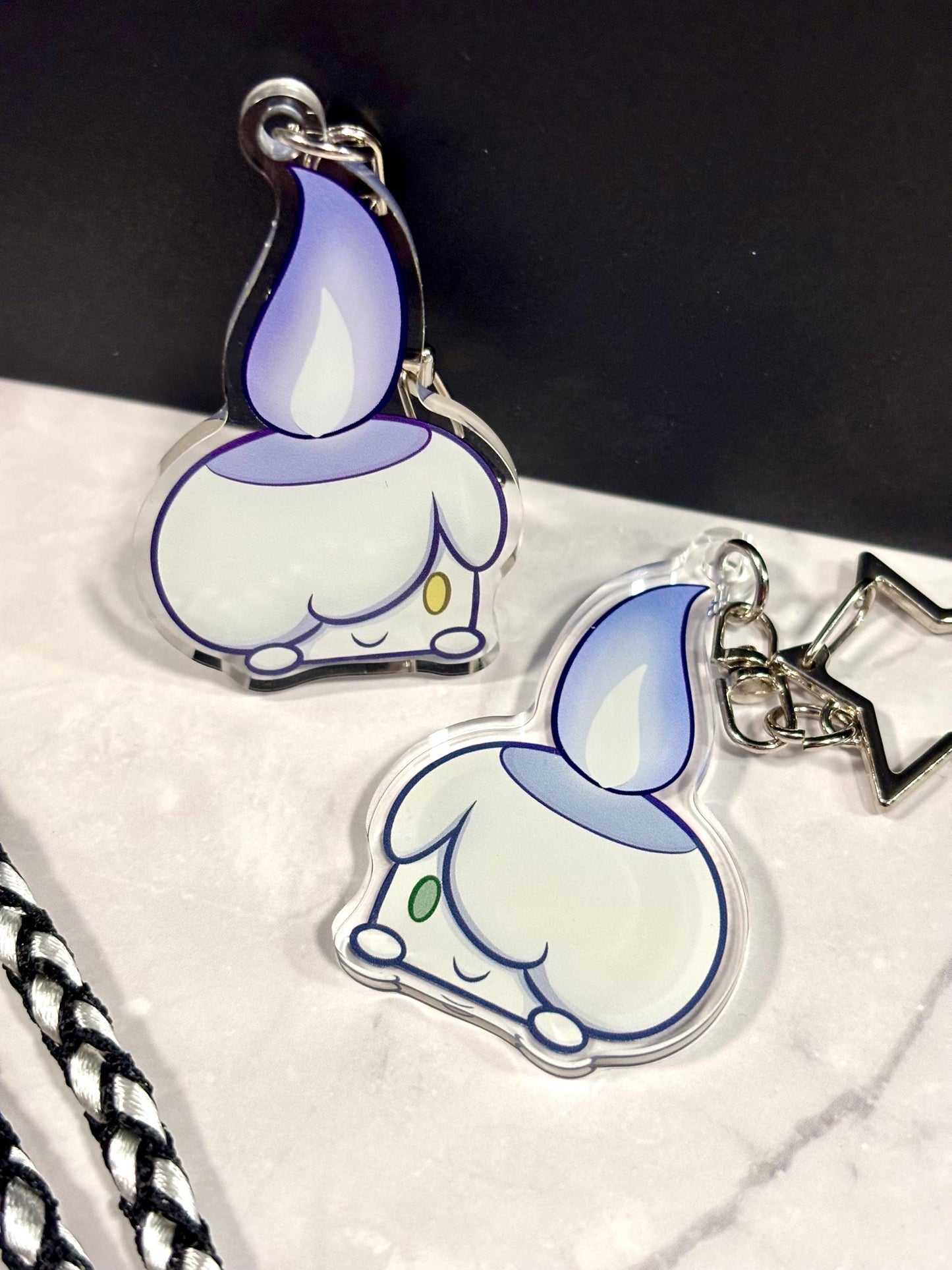 Ghost Candle Fanart Acrylic Keychain: Double-Sided Ghost Charm
