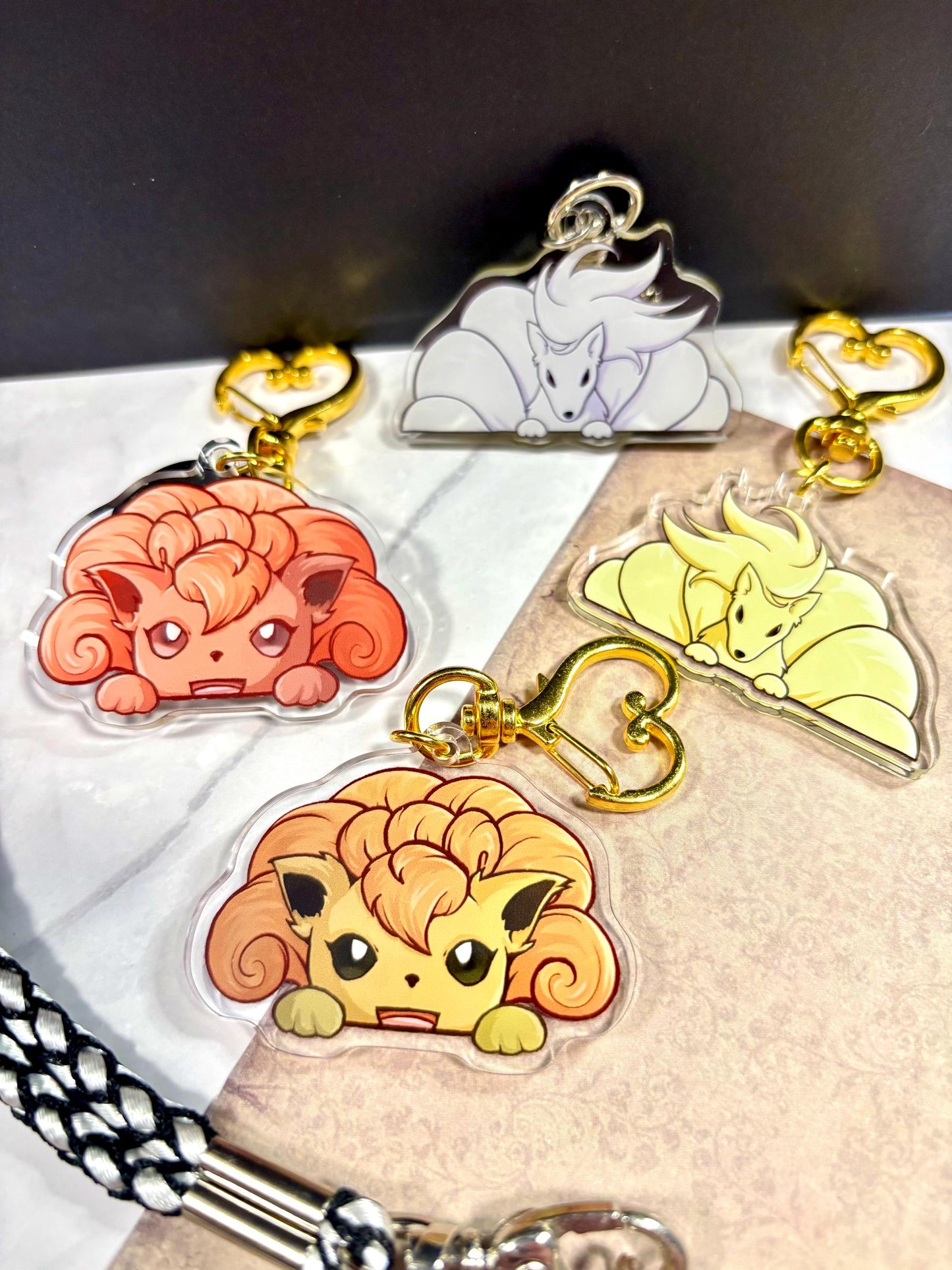 Shiny Double-sided Fox Keychain | 2” Fanart Charm for Bags, Keychains, Switch Cases, or Gifts