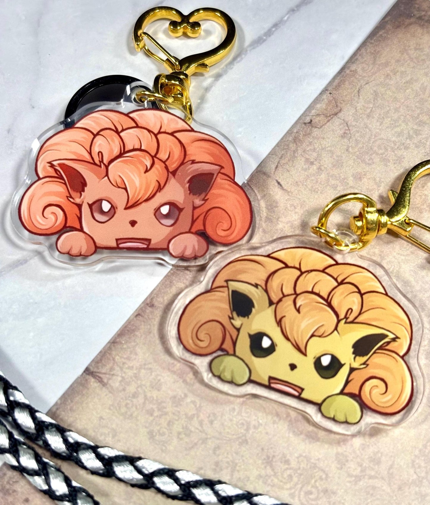 Shiny Double-sided Fox Keychain | 2” Fanart Charm for Bags, Keychains, Switch Cases, or Gifts