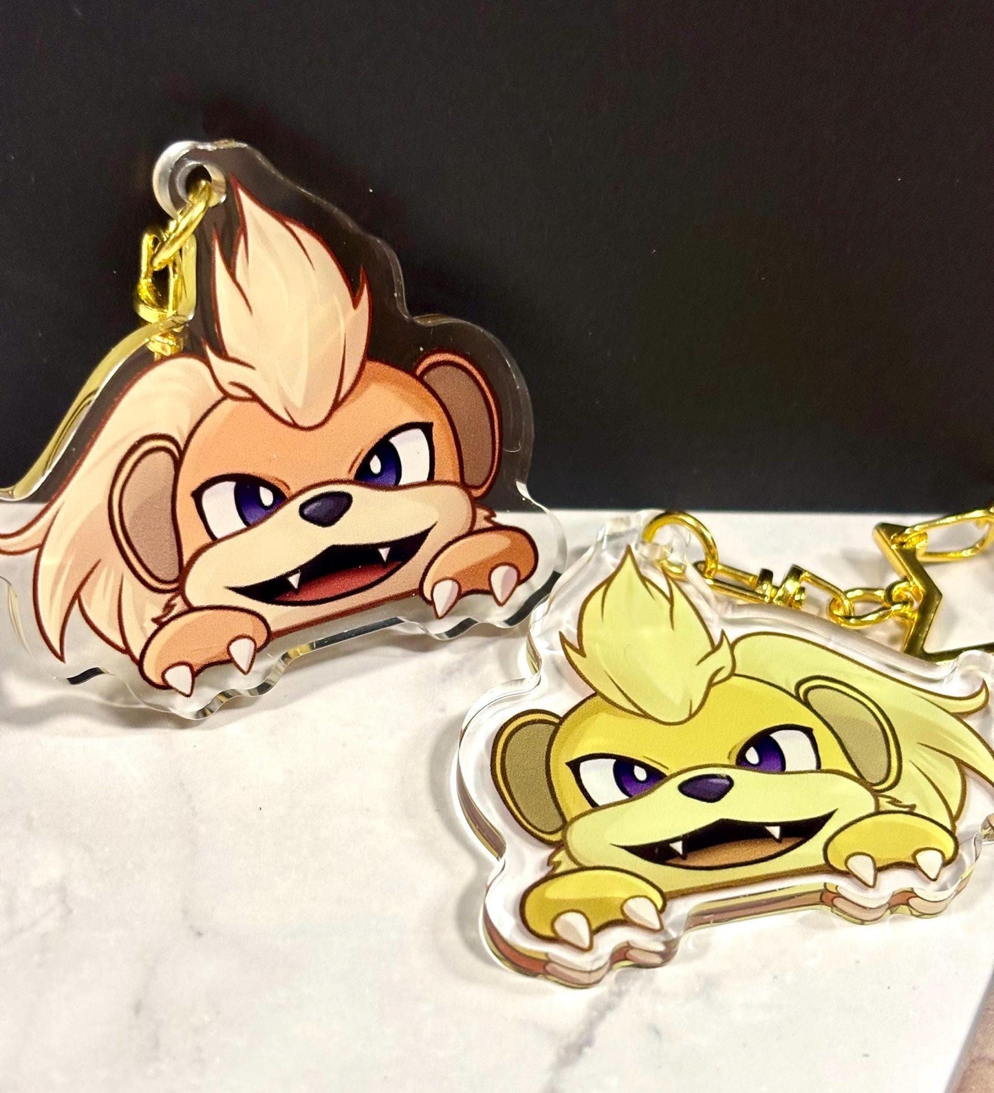 Peeking Shiny Double-sided Fire Dog Fanart Acrylic Keychain | Cute Videogame 2 Inch Charms for Fans