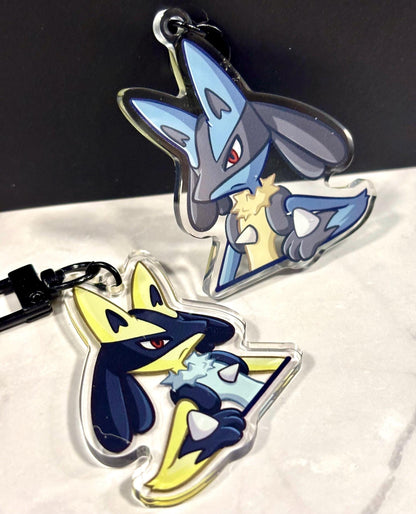 Shiny Double-sided Keychain | Peeking Fighting Dog Fanart