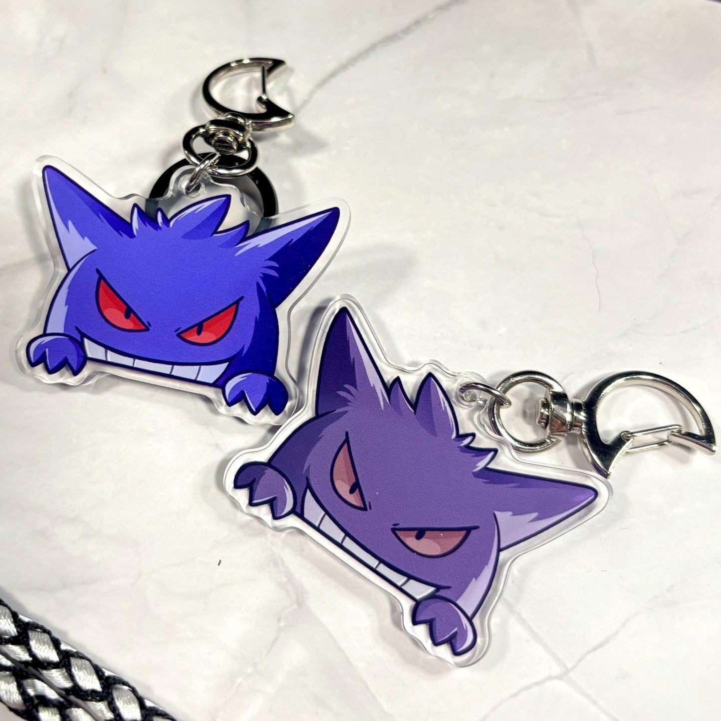 Double-sided Shiny Gengar Fanart 2 Inch Acrylic Keychain Charm