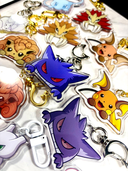 Double-sided Peeking Mons Acrylic Keychains | Shinies On Back
