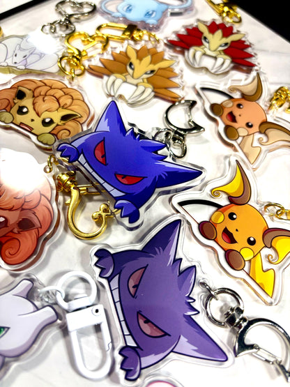 Double-sided Peeking Mons Acrylic Keychains | Shinies On Back
