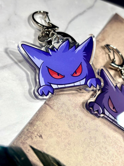 Double-sided Peeking Mons Acrylic Keychains | Shinies On Back