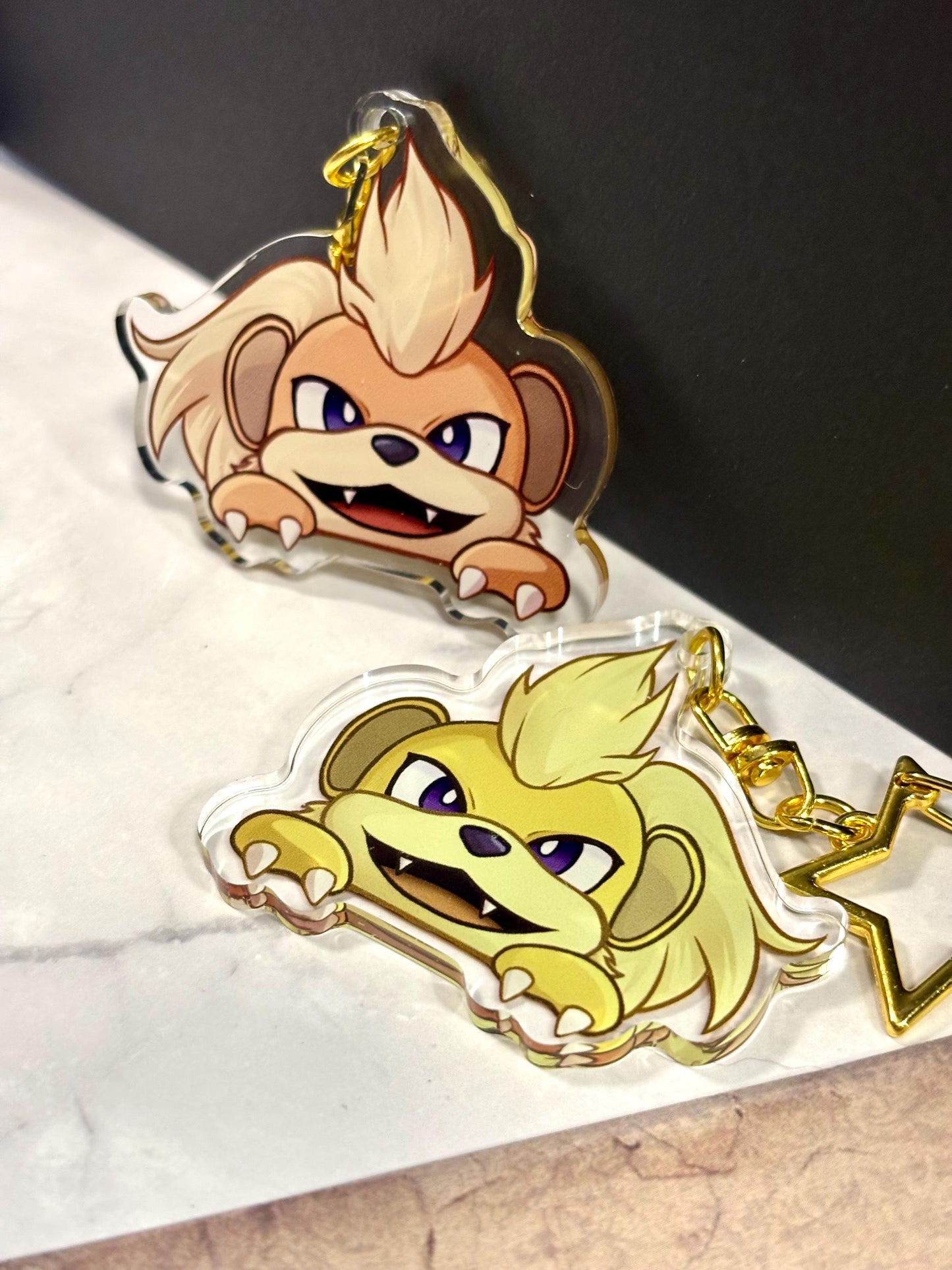 Double-sided Peeking Mons Acrylic Keychains | Shinies On Back