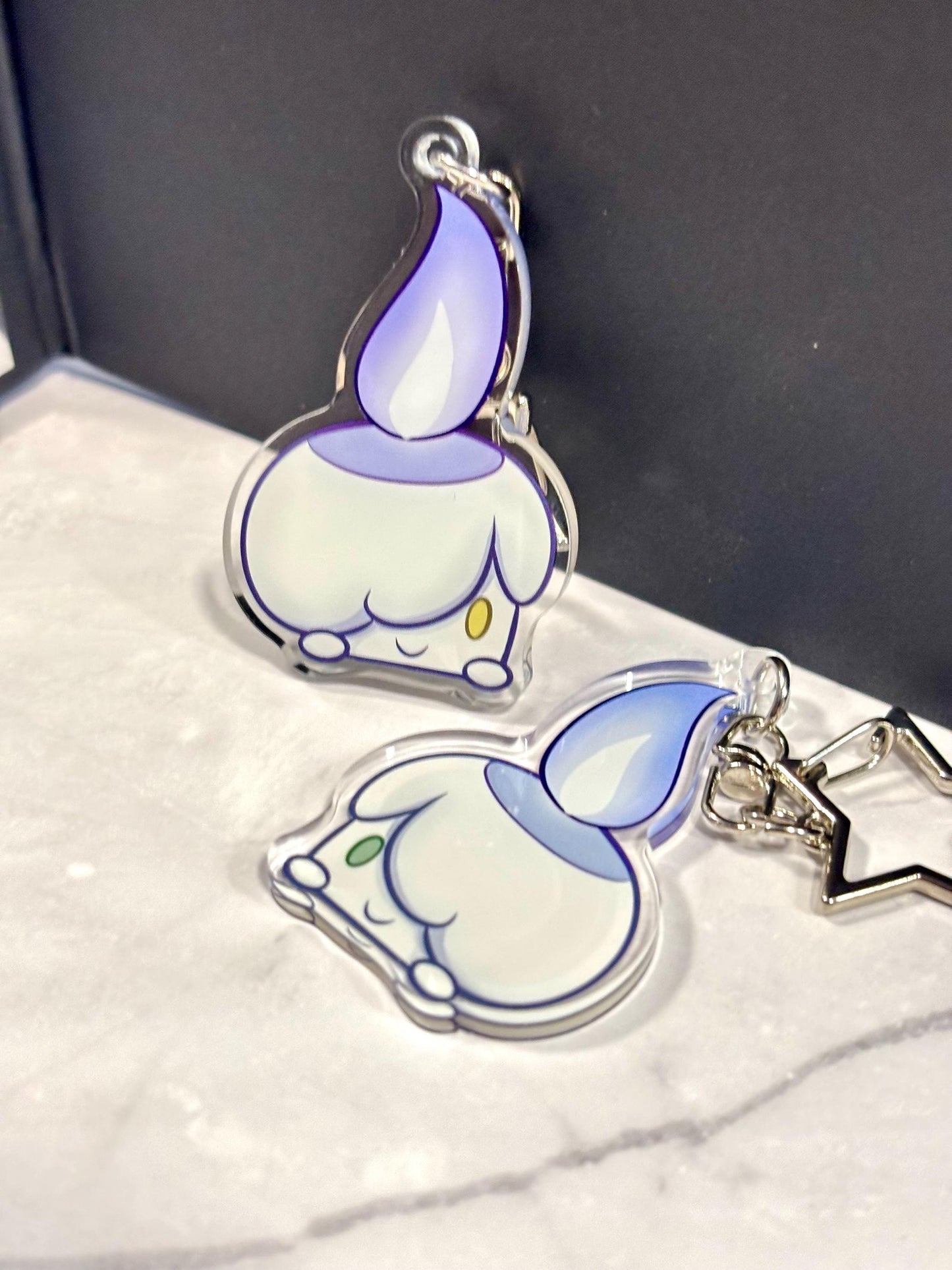 Ghost Candle Fanart Acrylic Keychain: Double-Sided Ghost Charm