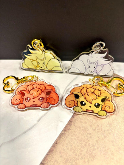 Shiny Double-sided Fox Keychain | 2” Fanart Charm for Bags, Keychains, Switch Cases, or Gifts