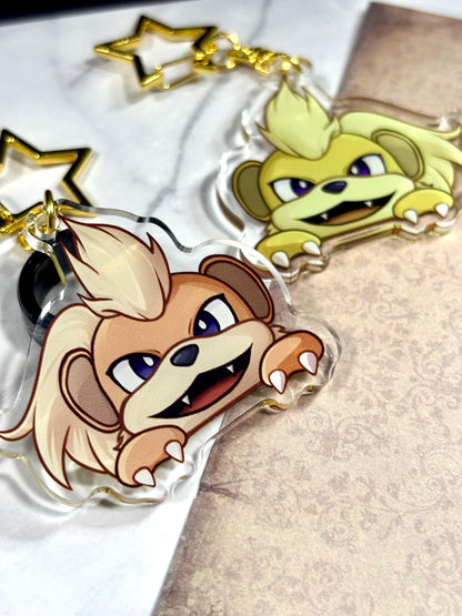 Peeking Shiny Double-sided Fire Dog Fanart Acrylic Keychain | Cute Videogame 2 Inch Charms for Fans