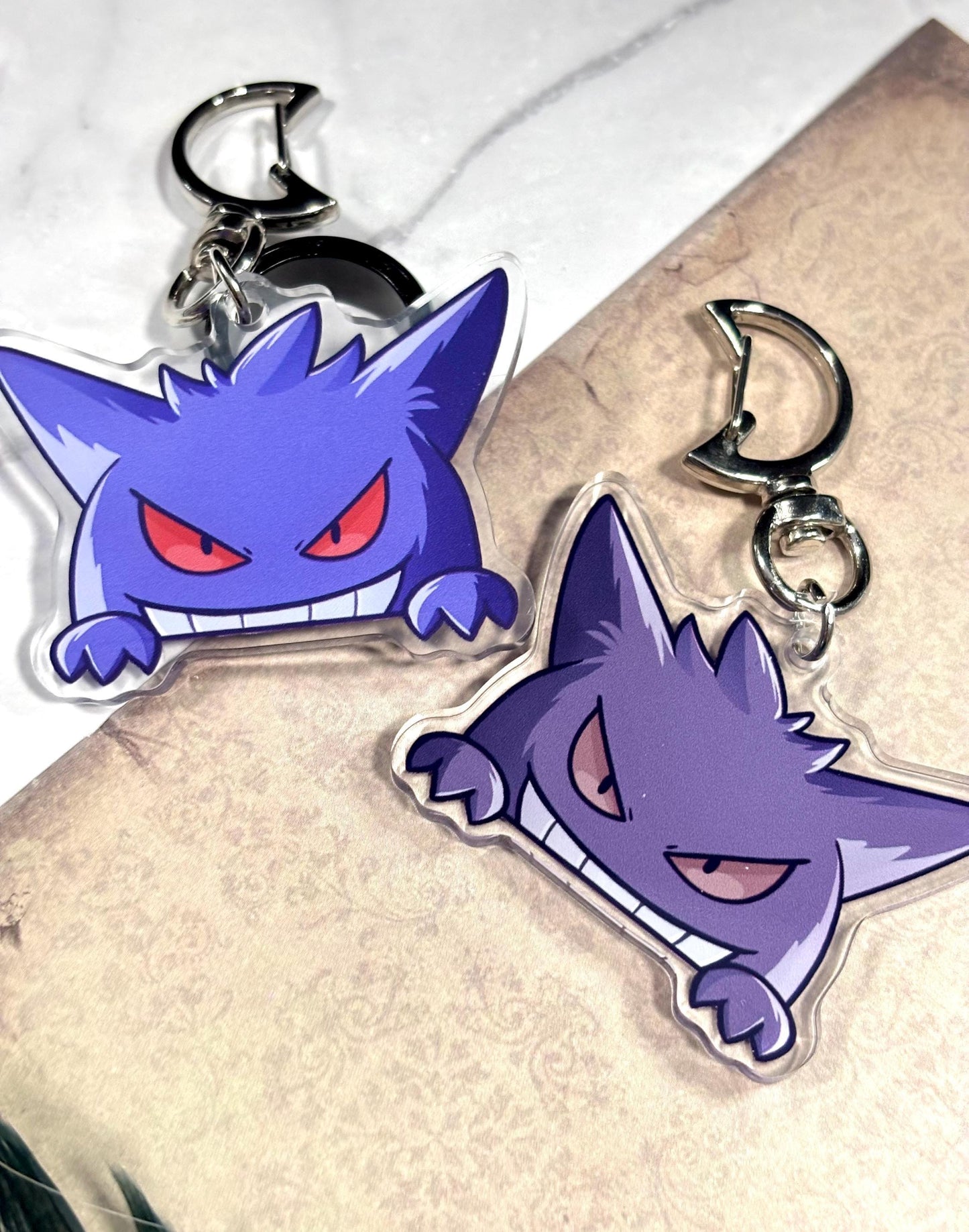 Double-sided Shiny Gengar Fanart 2 Inch Acrylic Keychain Charm