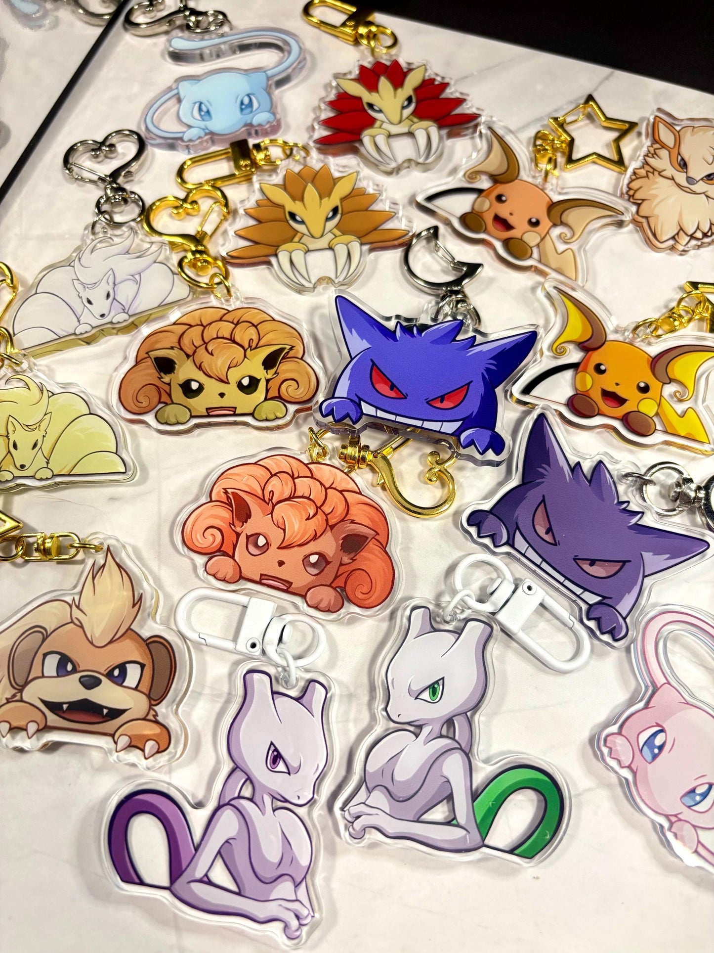 Double-sided Peeking Mons Acrylic Keychains | Shinies On Back