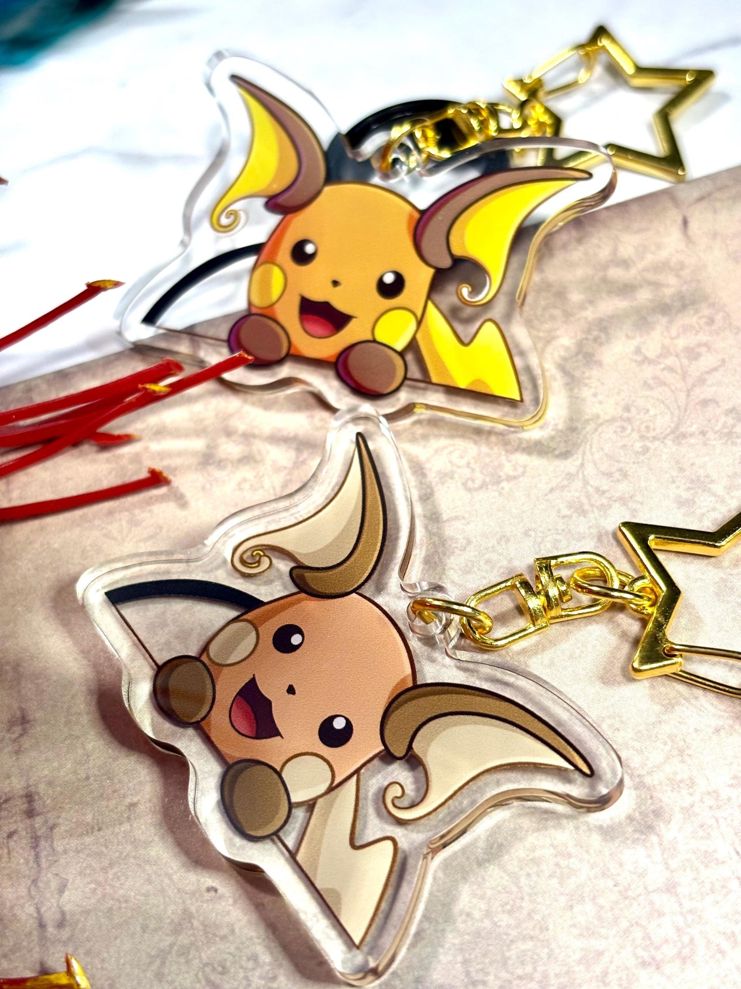 Double-sided Shiny Electric Rat Fanart Keychain | 2” Acrylic Charm