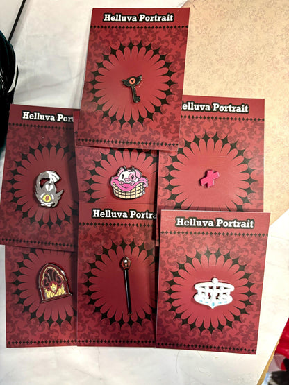 Hazbin Hotel Enamel Pins: Alastor, Sera, Vaggie, Fat Nuggets, Keekee