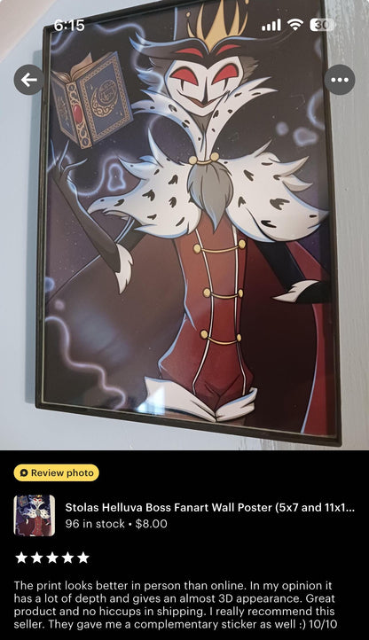 Stolas Helluva Boss Fanart Wall Poster (5x7 and 11x17 Unframed Art Print)
