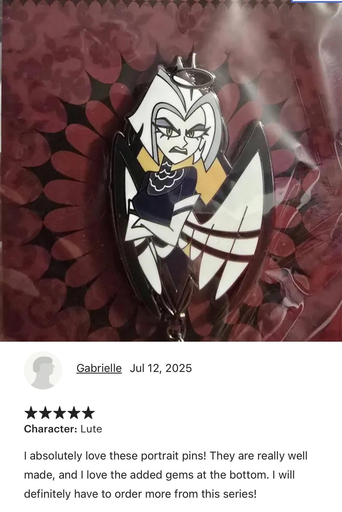 Lute Portrait Enamel Pin | Hazbin Hotel Fanart