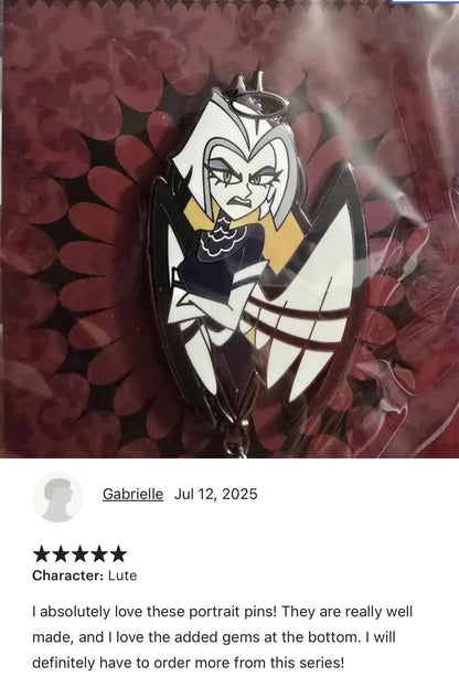 Lute Portrait Enamel Pin | Hazbin Hotel Fanart