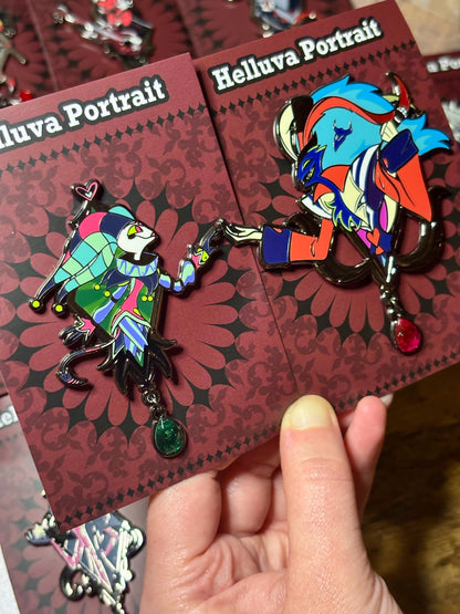 Fizzaroli and Asmodeus Portrait Enamel Pin | Helluva Boss (Fizz and Ozzie) Fanart