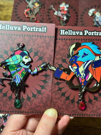 Fizzaroli and Asmodeus Portrait Enamel Pin | Helluva Boss (Fizz and Ozzie) Fanart