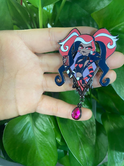 Vox Portrait Enamel Pin | Hazbin Hotel Fanart