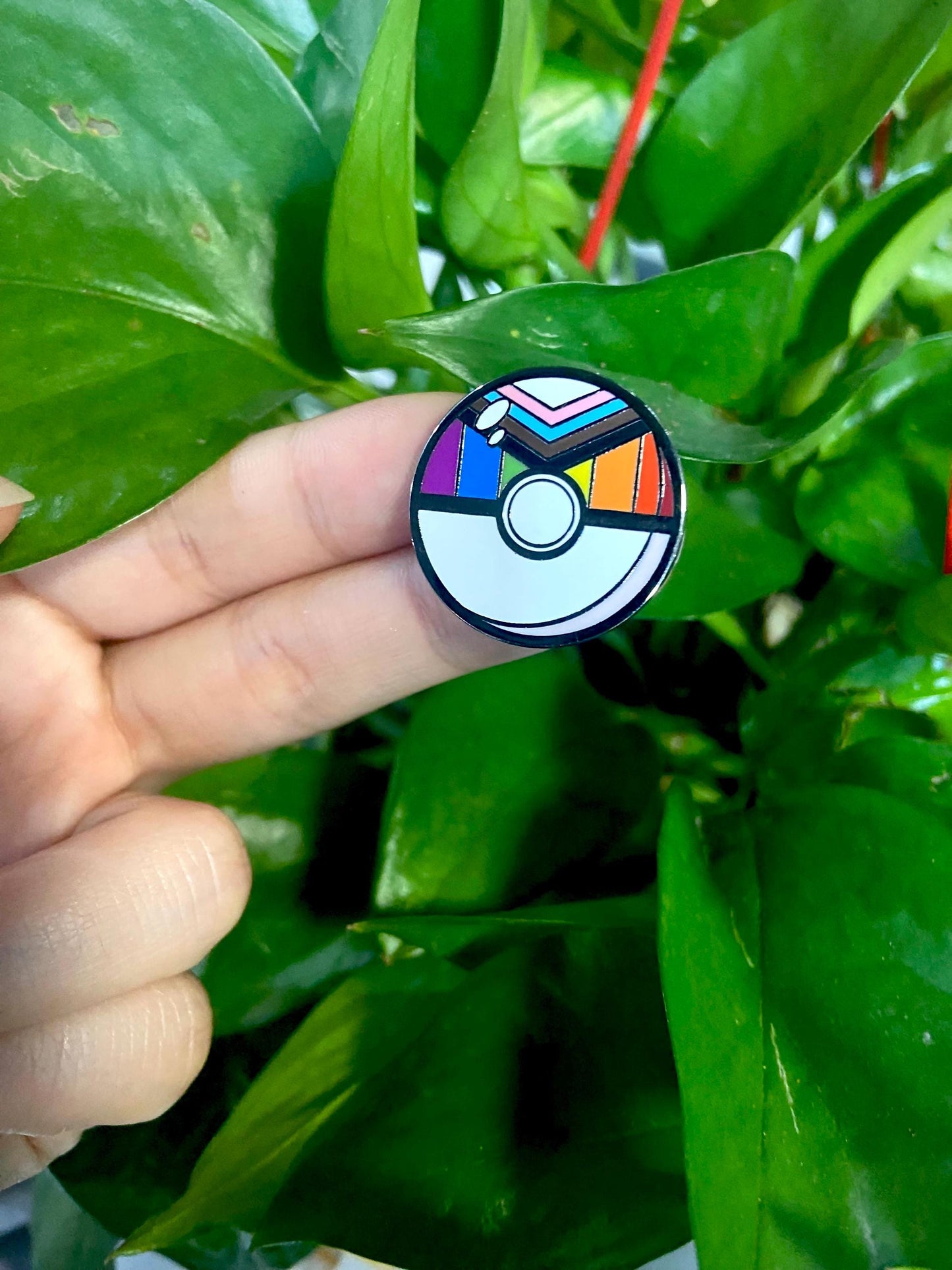 Rainbow Progressive Pride Ball Pin (1.5” - Black Nickel)